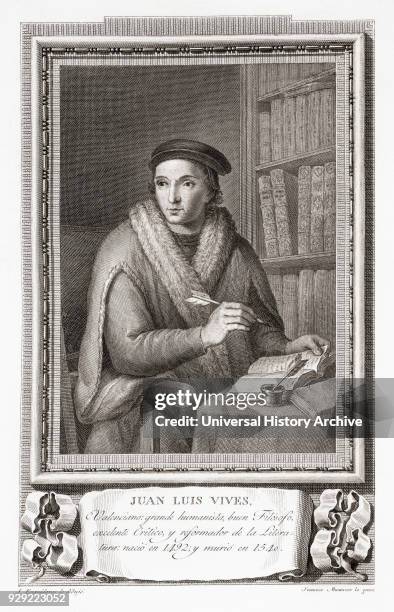 Juan Luis Vives, 1493 –1540. Spanish scholar and humanist. After an etching in Retratos de Los Españoles Ilustres, published Madrid, 1791