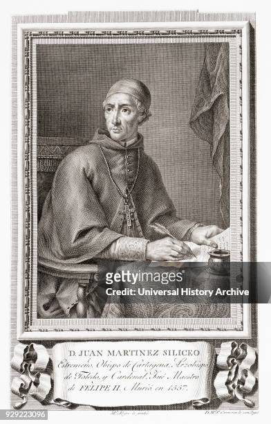 Juan Martínez Silíceo,1486–1557. Spanish Roman Catholic bishop, cardinal and mathematician. After an etching in Retratos de Los Españoles Ilustres,...