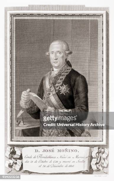 José Moñino y Redondo, conde de Floridablanca, 1728 – 1808. Spanish statesman and reformist chief minister of King Charles III of Spain. After an...