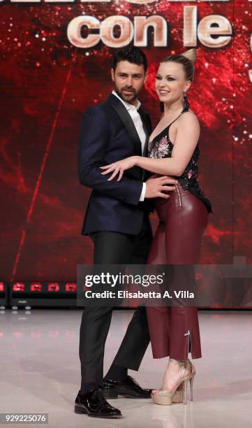 Pro Surfer Francisco Porcella and his dance partner Anastasia Kuzmina attend a photocall for 'Ballando Con Le Stelle' at RAI Auditorium on March 8,...