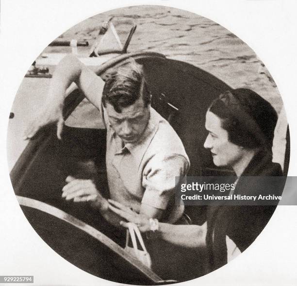 King Edward VIII and his future wife Mrs. Simpson on a shore excursion during their Mediterranean cruise of 1936. Edward VIII, 1894 – 1972. King of...
