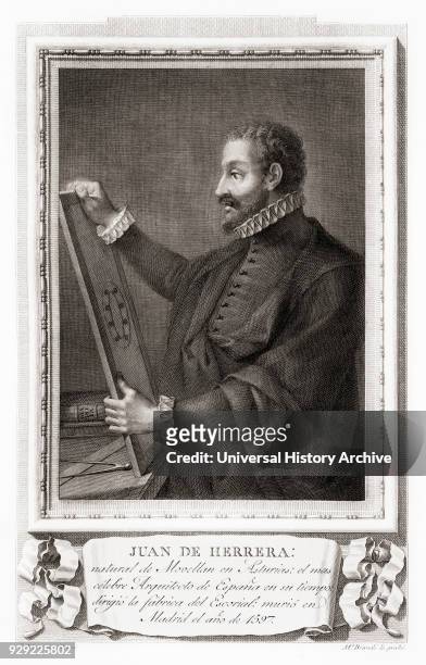 Juan de Herrera, 1530 – 1597. Spanish architect, mathematician and geometrician. After an etching in Retratos de Los Españoles Ilustres, published...