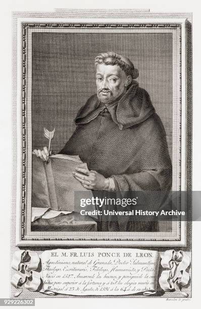 Luis de León,1527 – 1591. Spanish lyric poet, Augustinian friar, theologian and academic. After an etching in Retratos de Los Españoles Ilustres,...