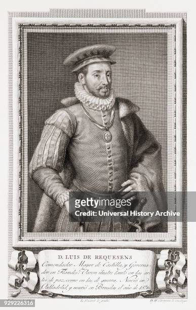 Luis de Requesens y Zúñiga aka Luis de Zúñiga y Requesens, 1528 – 1576. Spanish politician and diplomat. After an etching in Retratos de Los...
