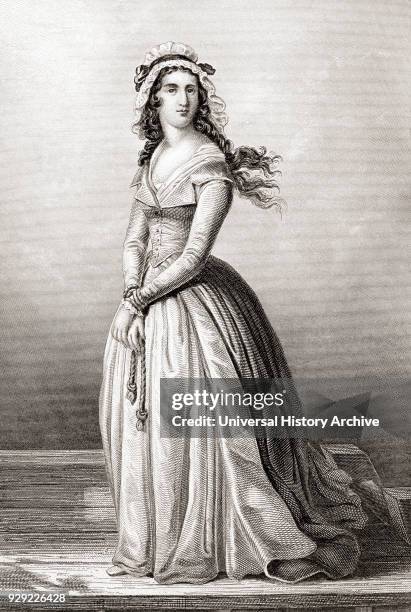 Marie-Anne Charlotte de Corday d'Armont, 1768 – 1793, aka Charlotte Corday. Figure of the French Revolution, sent to the guillotine for the...