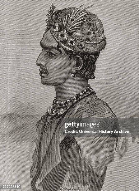 Maharaja Mangal Singh Prabhakar, 1859-1892. 6th Maharaja of Alwar. From The Magazine of Art published1878