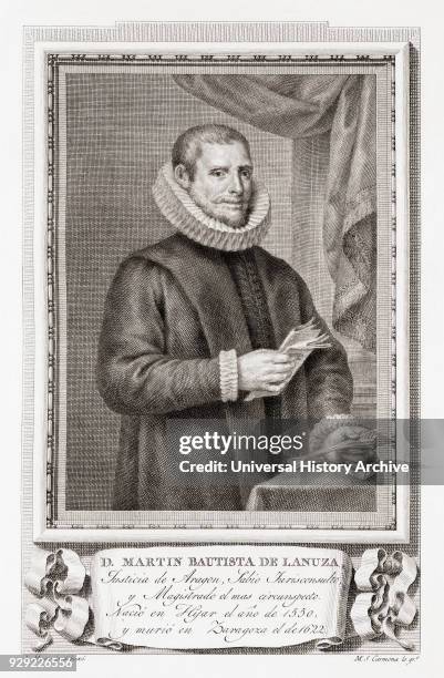 Martín Bautista de Lanuza, 1550Justice or judge of Aragon, Spain. After an etching in Retratos de Los Españoles Ilustres, published Madrid, 1791