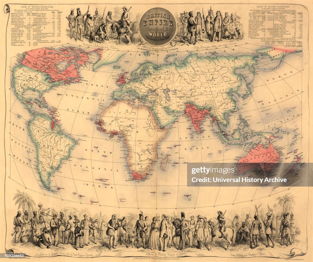 Map of the world circa 1870 with possessions of the British Empire coloured red