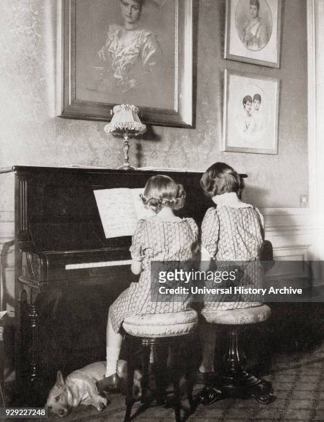 Princess Margaret, left, and Princess Elizabeth, future Queen Elizabeth II, right, playing a duet at the piano in 1940. Princess Margaret, Margaret...