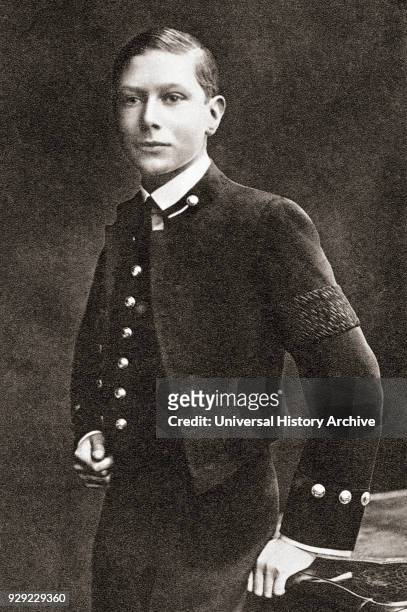 Prince Albert, future King George VI, seen here as a sixteen year old naval cadet at the Royal Naval College, Osborne, East Cowes, Isle of Wight,...
