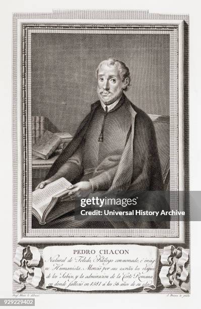 Pedro Chacón, 1526 – 1581. Spanish mathematician and theologian. After an etching in Retratos de Los Españoles Ilustres, published Madrid, 1791