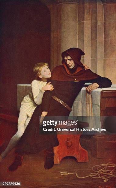 Prince Arthur and Hubert de Burgh, his guard, whilst imprisoned in the Chateau de Falaise by King John of England, after William Frederick Yeames....