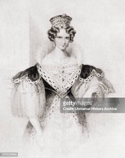 Queen Adelaide in her coronation robes. Princess Adelaide of Saxe-Meiningen, Adelaide Amelia Louise Theresa Caroline; later Queen Adelaide, 1792 –...