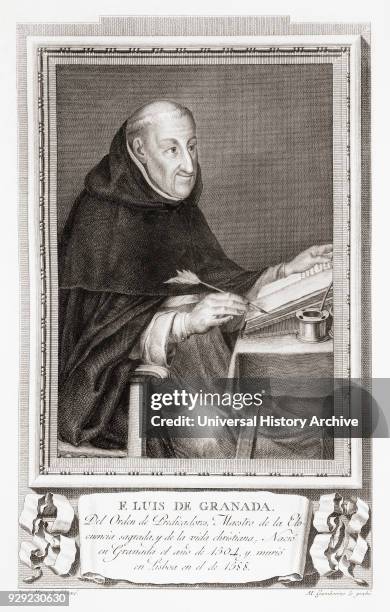 The Venerable Louis of Granada, 1505 – 1588. Dominican friar, theologian, writer and preacher. After an etching in Retratos de Los Españoles...