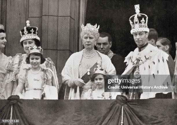 Three generations of the royal family on the balcony at Buckingham Palace after the coronation in 1937. Elizabeth Angela Marguerite Bowes-Lyon, 1900...