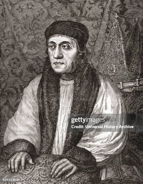 William Warham, c. 1450 – 1532. Archbishop of Canterbury. From The Century Edition of Cassell's History of England, published 1901.