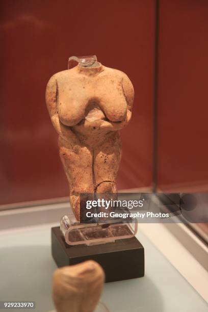 Venus of Malta female stone carved figure from Hagar Qim temples, National Museum of Archaeology, Valletta, Malta.