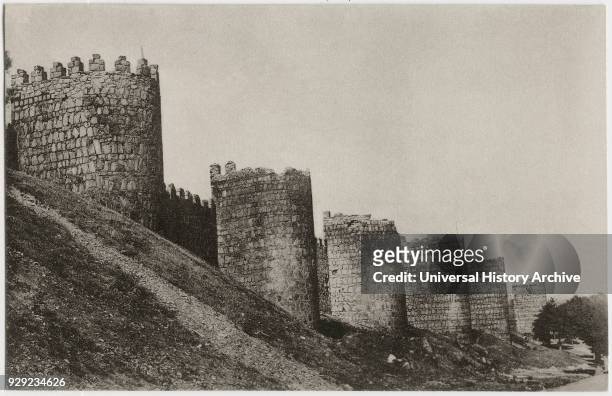 Walls of Ávila, Spain, UNESCO World Heritage Site, Gravure Print, 1933.