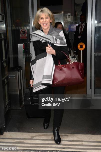 Ruth Langsford arrives at The BBC on March 8, 2018 in London, England.