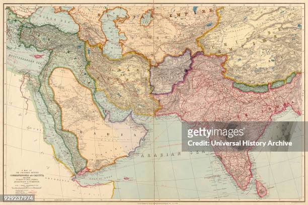 The Countries Between Constantinople and Calcutta including Turkey in Asia, Persia, Afghanistan and Turkestan. Middle East and Indian subcontinent....