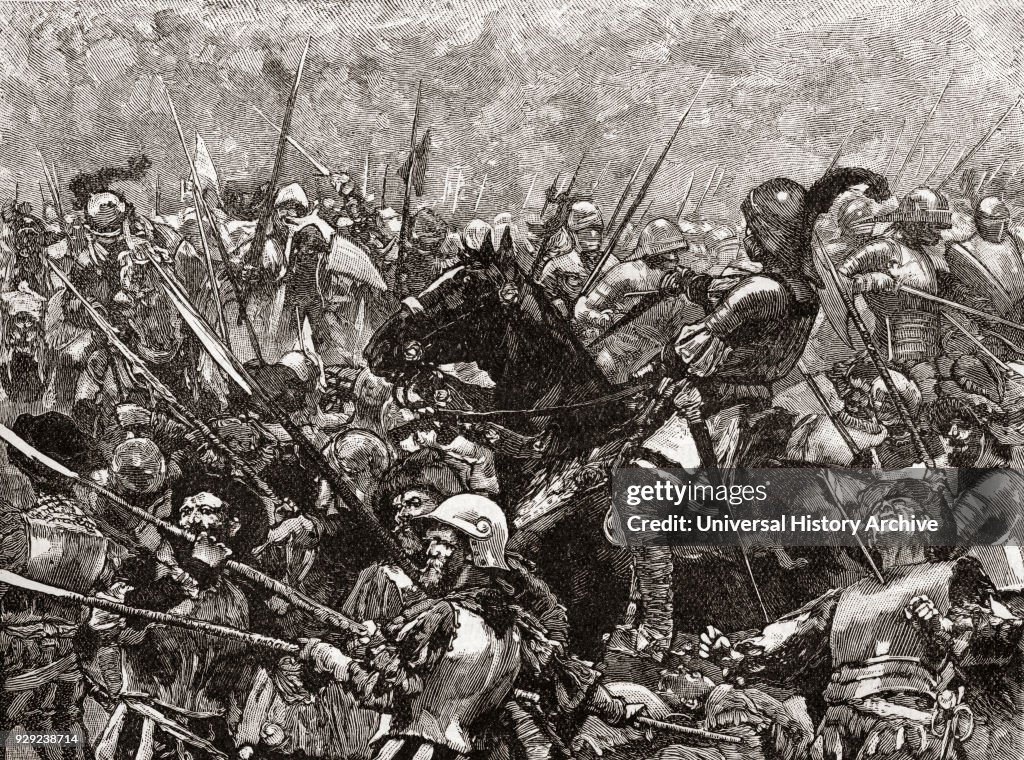 The last stand of Colonel Martin Schwartz who died at the Battle of Stoke Field, Nottinghamshire, England 1487, while fighting for Lambert Simnel, a Yorkist pretender to the English throne