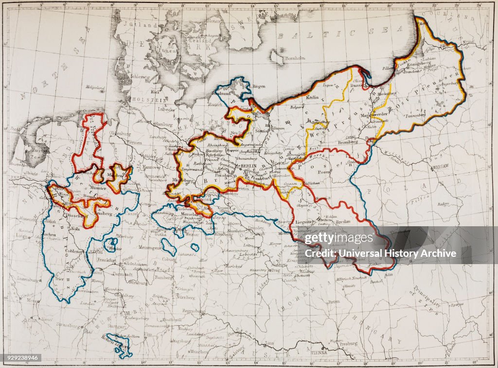Prussian Structure The Kingdom of Prussia between 1740 and 1815. Yellow outline; in 1740 ...