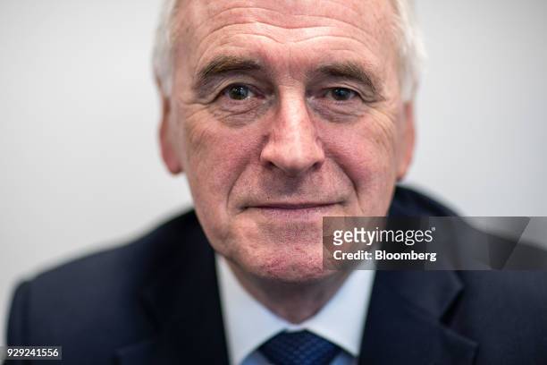 John McDonnell, finance spokesman for the U.K. Opposition Labour party, poses for a photograph prior to a Bloomberg Television interview on the...