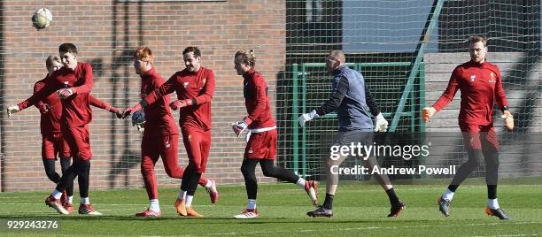 John Achterberg goal keeping coach of Liverpool with John Achterberg, Adam Bogdan, Danny Ward, Loris Karius, Simon Mignolet, Caoimhin Kelleher and...