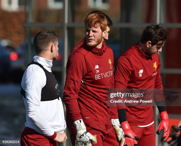 Adam Bogdan of Liverpool during a training session at Melwood Training Ground on March 8, 2018 in Liverpool, England.