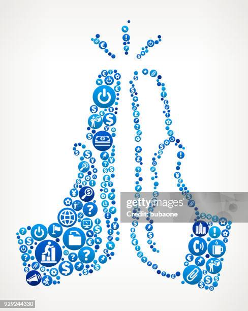 high five business and finance blue icon pattern - work team high five stock illustrations