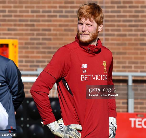 Adam Bogdan of Liverpool during a training session at Melwood Training Ground on March 8, 2018 in Liverpool, England.