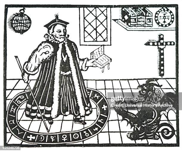 Illustration depicting Mephistopheles appearing to Doctor Faustus from Christopher Marlowe's 'Doctor Faustus'. Christopher Marlowe, an English...