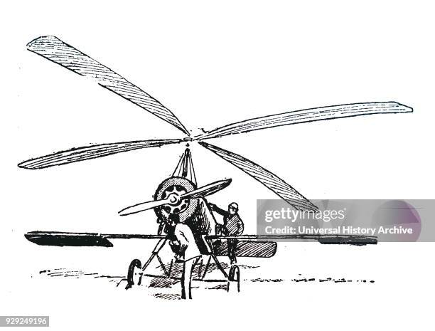 Illustration depicting Juan de la Cierva a Spanish civil engineer, pilot and aeronautical engineer. Dated 20th Century.