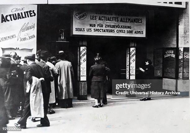 Photograph of a cinema in Paris in German occupied France. Dated 20th Century.