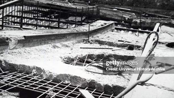 Photograph showing the destruction at Trappes, in the south-western suburbs of Paris, during the liberation of France from German occupation in the...