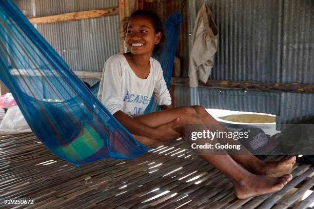 Khmer girl at home in Battambang province, Cambodia.