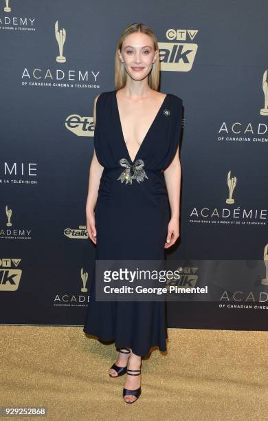 Actress Sarah Gadon attends Gala Honouring Excellence in Creative Fiction Storytelling held at Westin Harbour Castle Hotel on March 7, 2018 in...