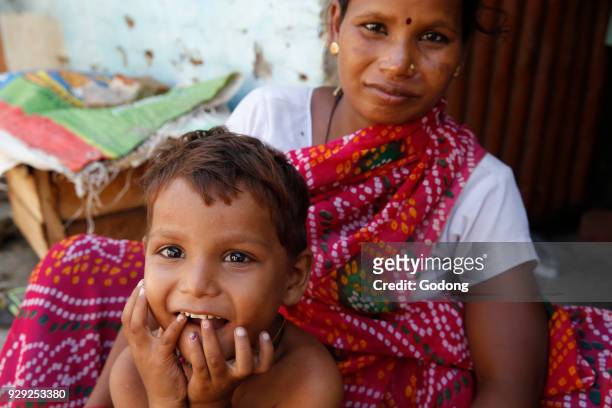 Slum dwellers in Vrindavan, Uttar Pradesh. India.