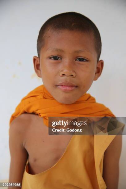 Novice monk in a Khmer pagoda. Cambodia.