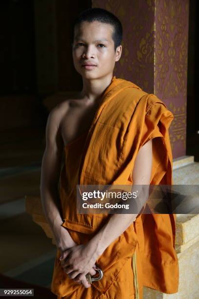 Khmer monk in a pagoda. Cambodia.