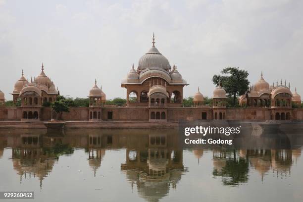 Kusum Sarovar, a historical sandstone monument between Govardhan and Radha Kund in Mathura district of Uttar Pradesh, India.