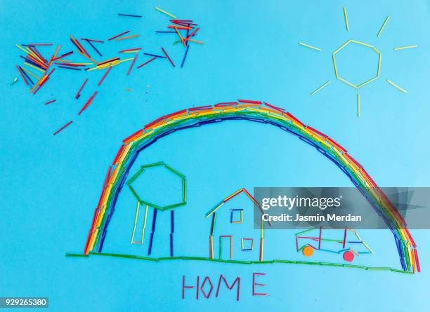 handmade childish house - bosnian rainbows stockfoto's en -beelden