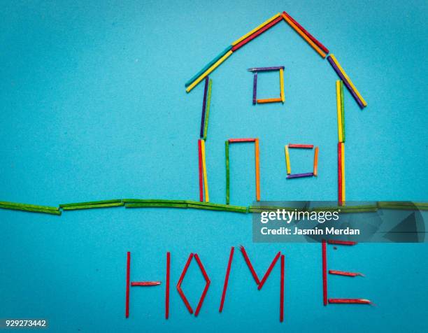 handmade childish house - bosnian rainbows stockfoto's en -beelden