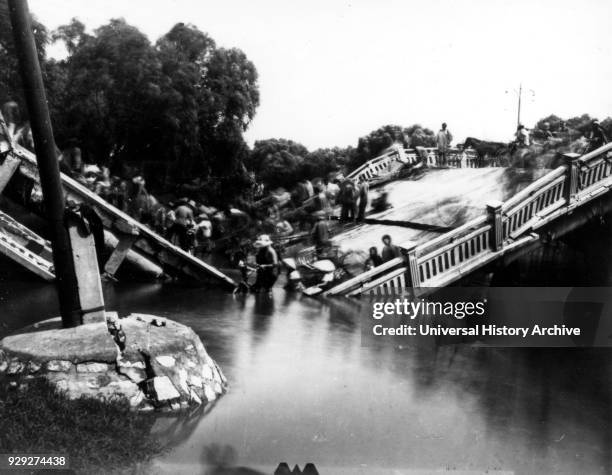 Tangshan, China, Earthquake July 28, 1976 The Chengli Bridge in Tangshan.