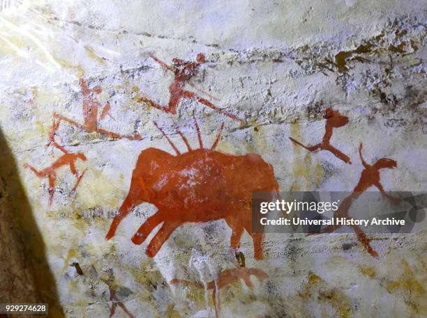 Replica painting from the Cave of Altamira located near the historic town Santillana del Mar in Cantabria, Spain, is renowned for its numerous...