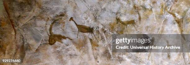 Replica painting from the Cave of Altamira located near the historic town Santillana del Mar in Cantabria, Spain, is renowned for its numerous...