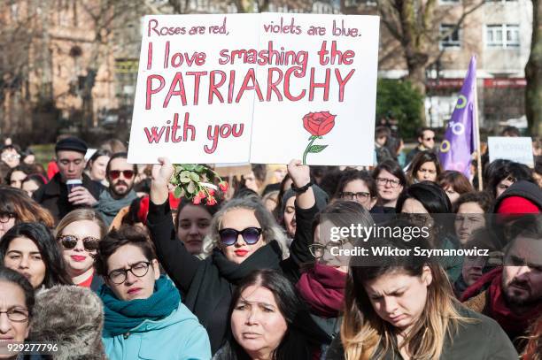 Several hundreds of women take part in Women's Strike in London's Russel Square protesting against harassment, exploitation and discrimination...