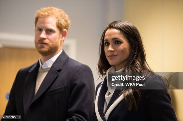 Prince Harry and Meghan Markle visit Nechells Wellbeing Centre to join Coach Core apprentices taking part in a training masterclass on March 8, 2018...