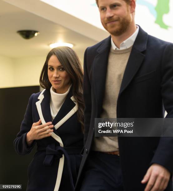 Prince Harry and Meghan Markle visit Nechells Wellbeing Centre to join Coach Core apprentices taking part in a training masterclass on March 8, 2018...