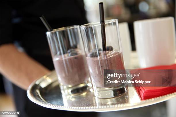 View of the drinks being served at the Bloomingdale's launch of an exclusive collection with Nintendo on March 8, 2018 in New York City.